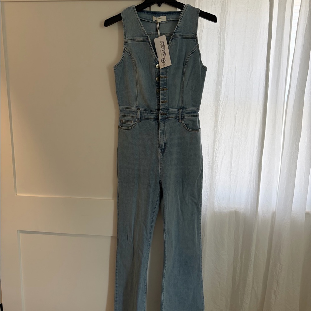 Nina Rossi Denim Jumpsuit - Button Front nwt sz. Large